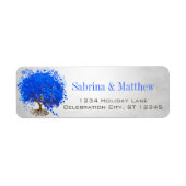 Koninklijk Blauw Hart Blad Retouradres Etiket (Voorkant)