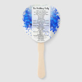 Koninklijk Blauw Hartblad Boom Bruiloftsprogramma Handwaaier (Achterkant)