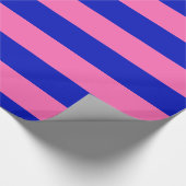 Koninklijk Blauw, Heet Roze #2 XL Preppy Stripe 1X Cadeaupapier (Hoek)