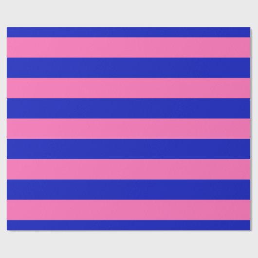 Koninklijk Blauw, Heet Roze #2 XL Preppy Stripe 1X Cadeaupapier (Vlak)