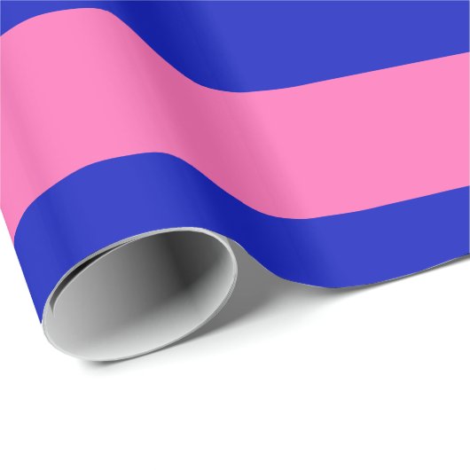Koninklijk Blauw, Heet Roze #2 XL Preppy Stripe 1X Cadeaupapier (Rol Hoek)