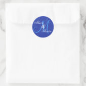 KONINKLIJK BLAUW Huwelijk Custom Monogram D721 Ronde Sticker (Tas)