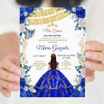 Koninklijk Blauw Japonnen Mexicaans meisje 15e ver Kaart<br><div class="desc">Royal Blue Dresses and Rozen Mexican Girl 15th Birthday Invitation Mis Quince Anos,  15th Birthday, </div>