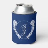 Koninklijk Blauw Klassiek Monogram Blikjeskoeler (Blikje Voorkant)