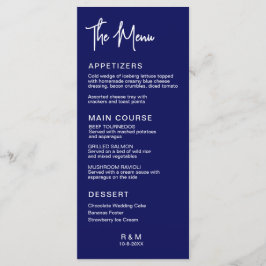 Koninklijk Blauw Klassieke Elegante Trouw Menu