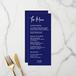 Koninklijk Blauw Klassieke Elegante Trouw Menu