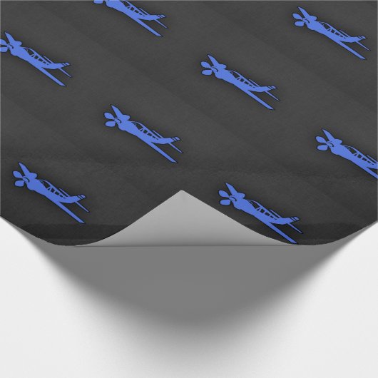 Koninklijk Blauw Klein Vliegtuig Cadeaupapier (Hoek)