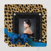 Koninklijk Blauw Luipaard Foto Afstuderen Aankondiging (Voorkant / Achterkant)