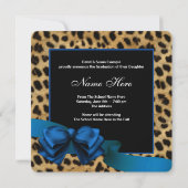 Koninklijk Blauw Luipaard Foto Afstuderen Aankondiging (Achterkant)