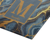 Koninklijk blauw marmer met gouden aderen monogram snijplank (Hoek)