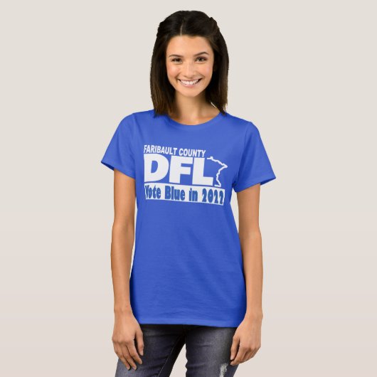 Koninklijk Blauw met witte Logo-Stemblauw voor vro T-shirt (Voorkant volledig)