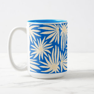 Koninklijk Blauw Modern Kordate Bloemrijke Kunst A Tweekleurige Koffiemok