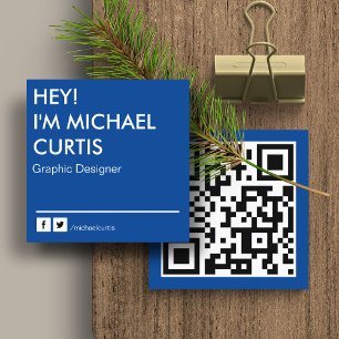 Koninklijk Blauw Moderne Grafisch Ontwerper QR-cod Vierkante Visitekaartje