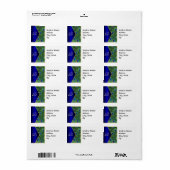 Koninklijk Blauw Monogram Adres Etiket (Full Sheet)