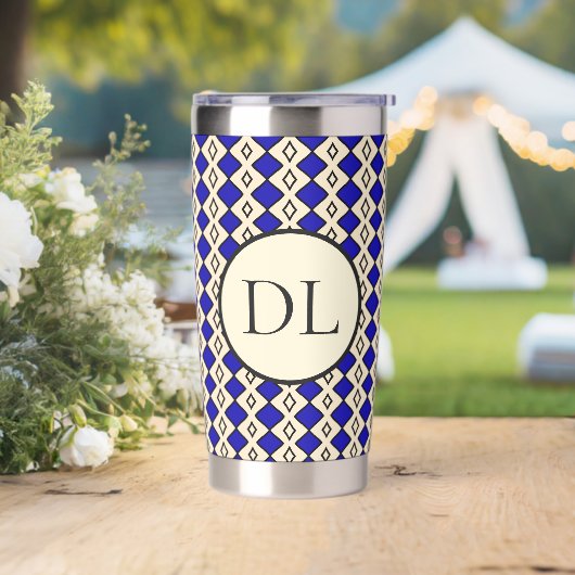 Koninklijk Blauw Monogram Geïsoleerde Drinkbeker (Huwelijk)