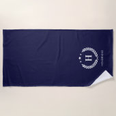 Koninklijk Blauw | Monogram Moderne Minimalistisch Strandlaken (Voorkant)