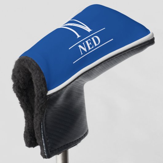 Koninklijk Blauw Monogram Putter Head Cover (3/4 voorkant)