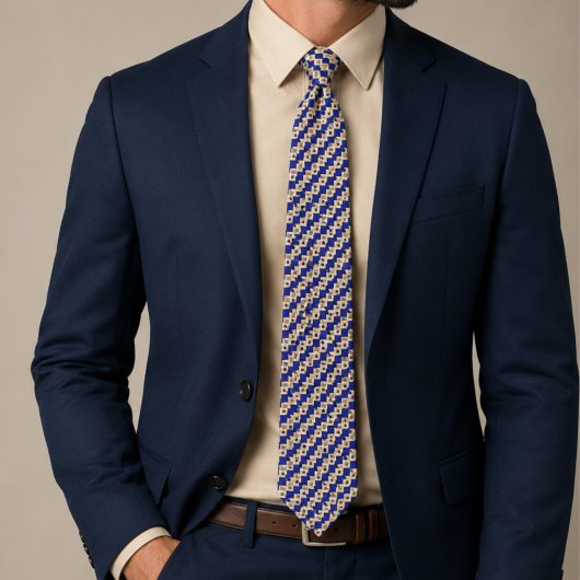 Koninklijk Blauw Monogram Stropdas