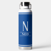 Koninklijk Blauw Monogram Waterfles (Achterkant)