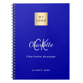 Koninklijk blauw monogram zakelijk logo notitieboek