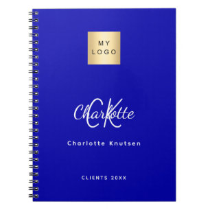 Koninklijk blauw monogram zakelijk logo notitieboek