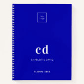 Koninklijk blauw monogram zakelijk logo notitieboek (Voorkant)