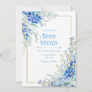 Koninklijk Blauw Muscari Aquarel Gouden Lijst Brui Kaart