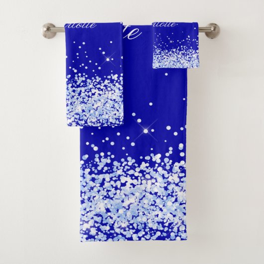 Koninklijk blauw naamschrift bad handdoek (Insitu)