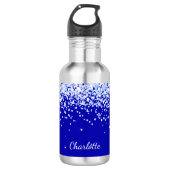 Koninklijk blauw naamschrift waterfles  (Voorkant)