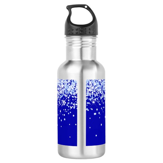 Koninklijk blauw naamschrift waterfles (Achterkant)