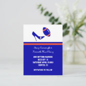 Koninklijk Blauw & Oranje Voetbal Bewaar De Datum Save The Date (Staand voorkant)