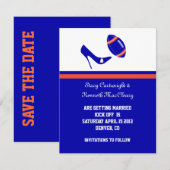 Koninklijk Blauw & Oranje Voetbal Bewaar De Datum Save The Date (Voorkant / Achterkant)