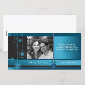 Koninklijk - Blauw ornament kerstvakantie fotokaar Feestdagenkaart (Voorkant / Achterkant)