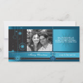 Koninklijk - Blauw ornament kerstvakantie fotokaar Feestdagenkaart (Voorkant)