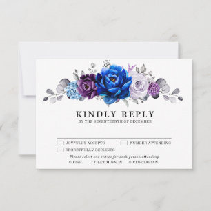 Koninklijk Blauw Paars Marine Lilac Bloesems Bruil RSVP Kaartje