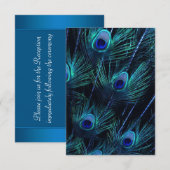 Koninklijk Blauw Paarse Pauwveren Bruiloft Kaart (Voorkant / Achterkant)