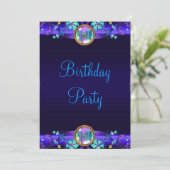 Koninklijk Blauw Paarse Verjaardagsfeest Kaart (Staand voorkant)