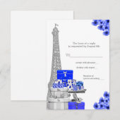 Koninklijk Blauw Parijs RSVP Kaartje (Voorkant / Achterkant)