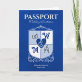 Koninklijk Blauw Paspoort Stijl Bestemming Bruilof (Voorkant)