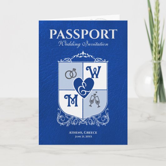 Koninklijk Blauw Paspoort Stijl Bestemming Bruilof (Voorkant)