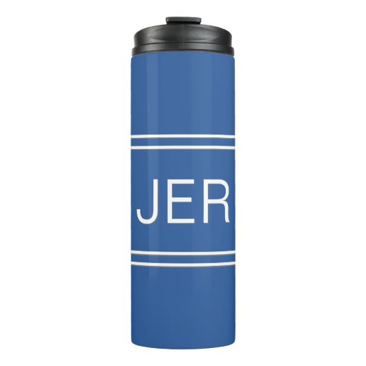 Koninklijk Blauw Persoonlijk Monogram Initiaal Dra Thermosbeker (Voorkant)