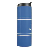 Koninklijk Blauw Persoonlijk Monogram Initiaal Dra Thermosbeker (Gedraaid links)