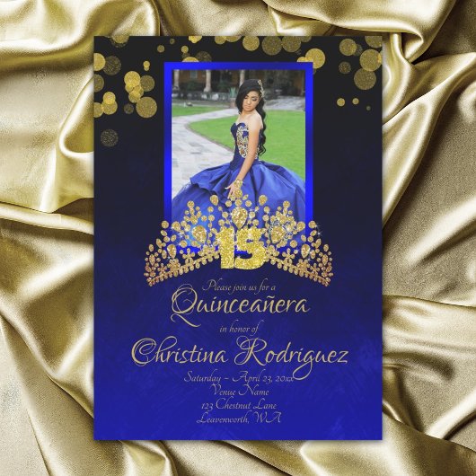 Koninklijk Blauw Prinses Jurk Quinceanera Goud Tia Kaart