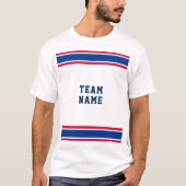 Koninklijk Blauw Rood Sport Team Naam Wit Unisex T-shirt (Voorkant)
