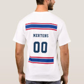 Koninklijk Blauw Rood Sport Team Naam Wit Unisex T-shirt (Achterkant)