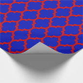 Koninklijk Blauw, Rood XL Marokkaans Quatrefoil #4 Cadeaupapier (Hoek)