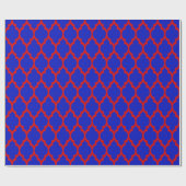 Koninklijk Blauw, Rood XL Marokkaans Quatrefoil #4 Cadeaupapier (Vlak)