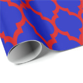 Koninklijk Blauw, Rood XL Marokkaans Quatrefoil #4 Cadeaupapier (Rol Hoek)