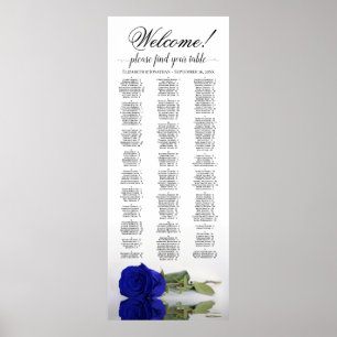 Koninklijk Blauw Roos Alfabetisch zitplaatskaart p Poster