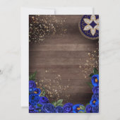 Koninklijk Blauw Roos Charro Land, Quinceanera Kaart (Achterkant)